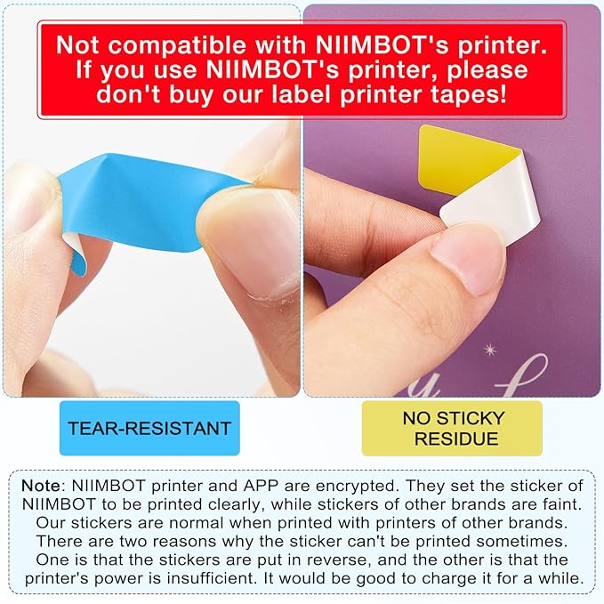 Gersoniel 1600 Pcs Label Tapes 12x40mm Compatible with D30 Label Printer Laminated Labeling Stickers Thermal Labels for Home Office