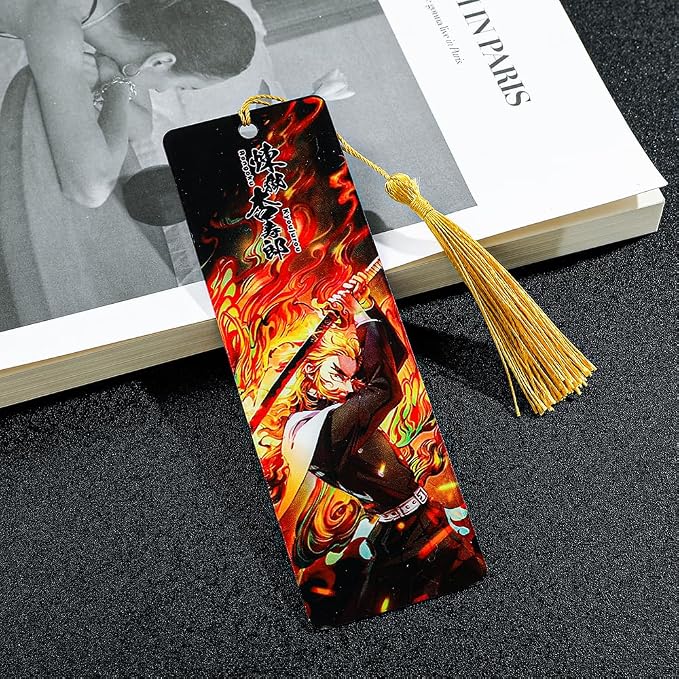 Anime Demon Kamado Acrylic Bookmark - Anime Tanjiron Zenitsu Giyuu Kyoujurou Figure Page Mark Reading Tool, Holiday Gifts for Reading Fans Book Lovers Bookworm (Style D)