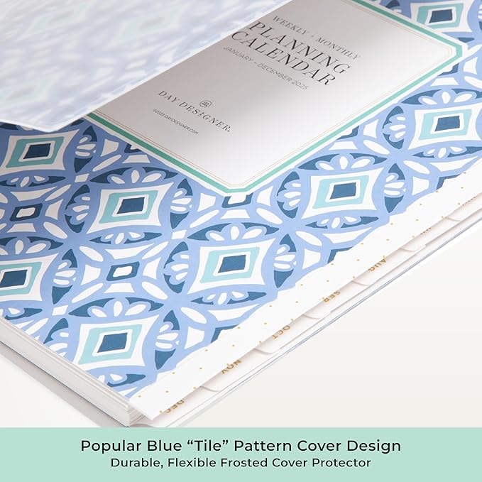 Blue Sky Day Designer 2026 Weekly and Monthly Planner Calendar, January 2026 - December 2026, 8.5" x 11", Flexible Cover, Durable Twin Wire Binding, Includes Storage Pocket, Stickers, Tile