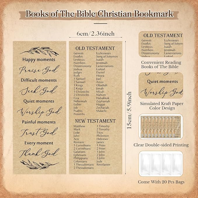 Gueevin 10 Sets Christian Party Favors Gift Bulk Church Father's Day Sunday School Teacher Graduation Bible Verse Bamboo Pen Prayer Religious Bookmarks Scripture Silicone Keychain (Inspirational)