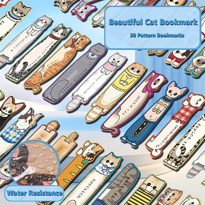 30 Pcs Cat Bookmarks Cute Cat Theme Paper Bookmarks for Adult Unique Cat Book Markers for Students Teachers School Home Office Reading Book Lovers,30 Styles