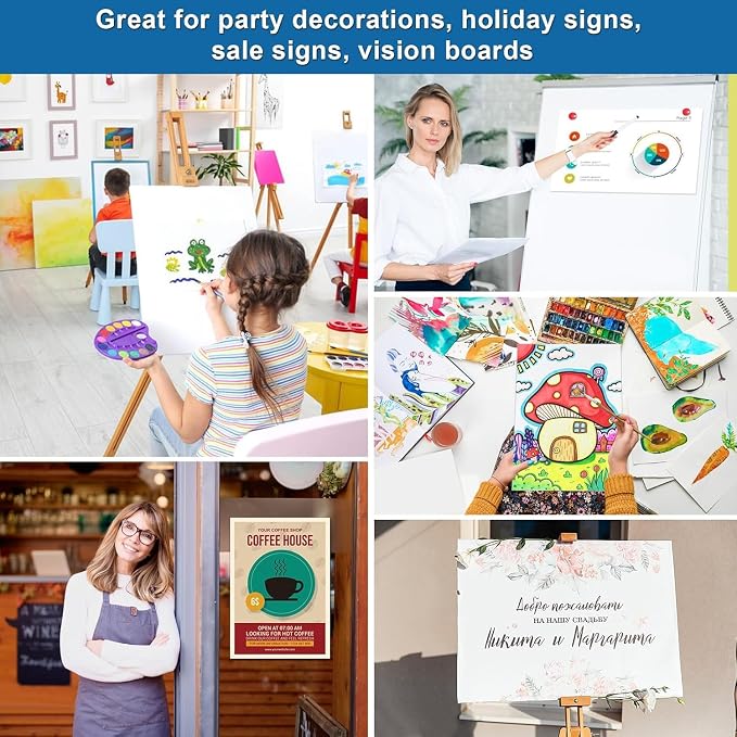 25 Pcs Poster Board 22" x 28" White Poster Paper Bulk, ROOKEA 250 GSM Vision Board for Arts Craft Projects Presentations Drawing Scrapbooking Blank Graphic Display Office Supplies