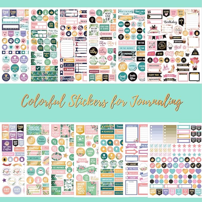 Planner Stickers - Monthly Planner Stickers and Accessories 25 Pages 1500 + Stunning Functional and Colorful Designs, Calendar Sticker Includes Festival Theme Journal Sticker