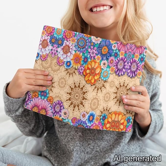 Dreaweet Boho Mandala Lotus Book Cover Stretchable Jumbo Books Covers Sox Protector Hardcover Textbooks Sleeve Schoolbook Case for Women Teen Girls