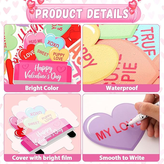 Valentine's Day Heart Bulletin Board Classroom Decorations Valentines Day Love Heart Paper Cutouts Bulk with Borders for Craft Projects Valentines School Party Blackboard Wall Decor