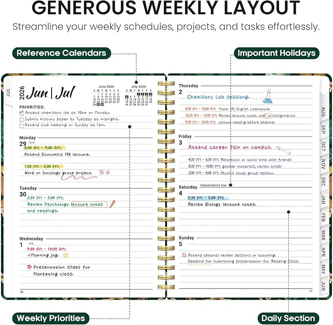 Planner 2026-2027, Academic Year Monthly and Weekly Calendar Planner, Jul 2026 - Jun 2027, Hardcover Teacher Student Planning Agenda book with Tabs, Perfect for School Office Supplies, 8.5" x 11" - Butterfly