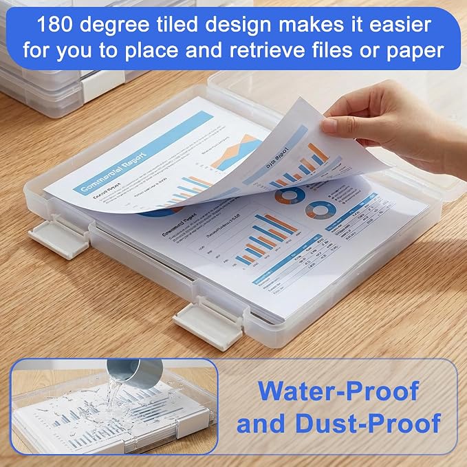 6 Pcs Clear A4 A5 File Box, A4 Paper Organizer Box Scrapbook Paper Storage for 9.8" x 12.4" US Letter Plastic Containers for Craft and Arts Supplies Board Game File Holder Organizer 9" x 12" file case