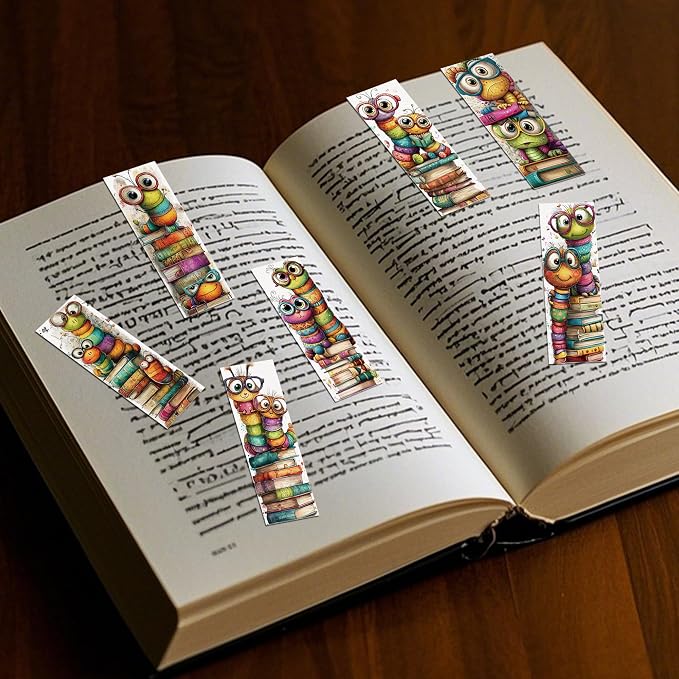 Whimsical Bookworms Magnetic Bookmarks, 30 Pcs Cute Cartoon Worm Book Mark Magnet Clips for Reading Kids, Fun Page Markers for Books School Classroom Stationary Rewards Bookish Gifts