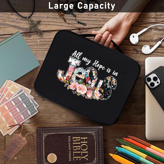 Bible Bags for Women Bible Study Supplies Book Covers with Zipper for Journaling, Bible Cover Case for Men, Organizer Tote Carrying Case with Strap Church Bags for Woman