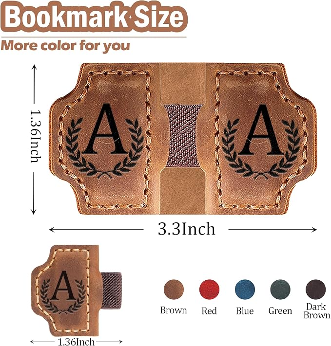 Custom Magnetic Bookmarks with Pen Holder, Personalized 26 Letters Name Initial Leather Bookmark, Leather Book Mark for Men Women Teachers, Readers Book Lovers Gifts (Coffee, J)
