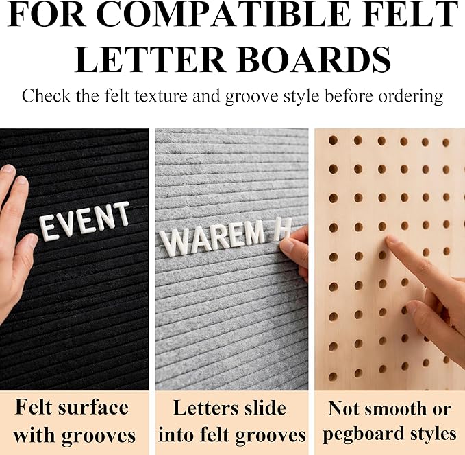 C CRYSTAL LEMON 3/4 Inch White Letter Board Letters, 336 Pcs Plastic Letters Numbers Symbols, Replacement Set for Compatible Felt Letter Boards, No Board Included