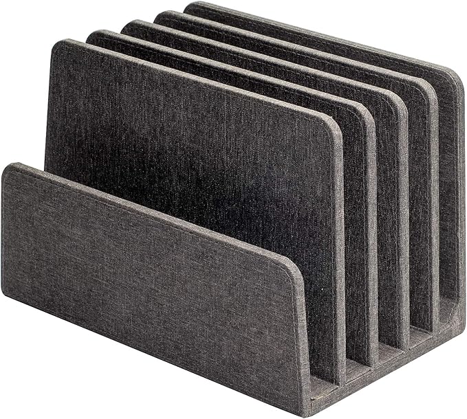 MobileVision Executive Dark Gray Desktop File Folder Organizer and Paper Tray, 5 Slot Dividers