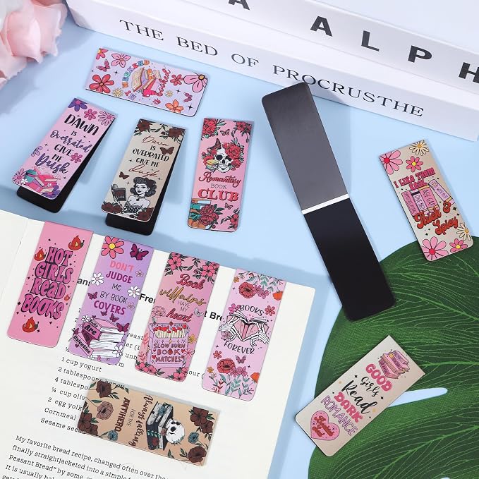 Spicy Romance Magnetic Bookmark Gift - Wxiben 30PCS Dark Romance Magnetic Bookmarks for Women Girls Skeleton Flower Butterfly Book Mark Page Magnets Marker Clip for Book Lovers Students Teacher Reader