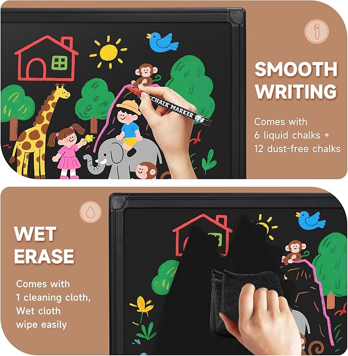 SELEAD Huge Magnetic Chalkboard 96 x 48 Inches - Black Aluminum Frame Chalk Board Wall Decor Long Plaque for Business, Menu, School, Office - 8 x 4ft Bulletin Display Board Pizarra