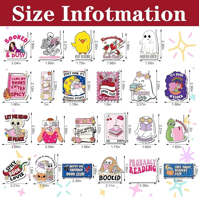 Skyygemm 23 Pcs Funny Magnetic Bookmarks, Cute Magnet Bookmarks Bulk Girls Read Books Keeping Reading for Women Work Adults Travel School Teacher Office Supplies Gifts