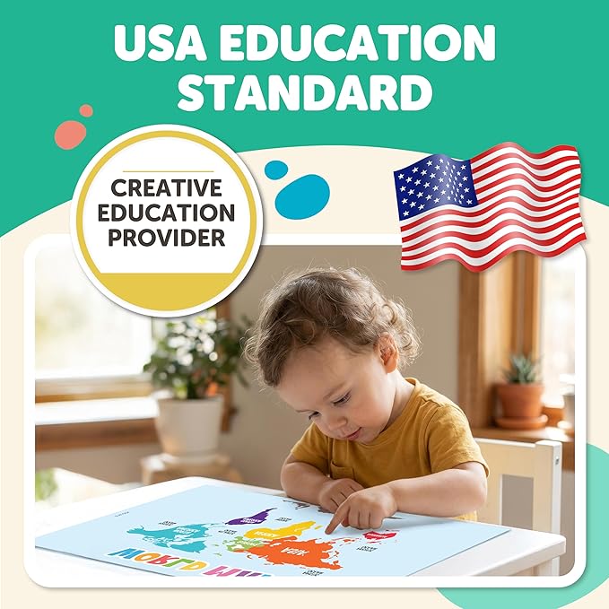 EXCOOL CLUB 16 Colorful Educational Posters For Toddlers 1-3, Toddler Learning Posters For Kids Ages 3-5, Kindergarten Classroom Must Haves, Laminated Abc Number Chart Prek Classroom Decor Preschool
