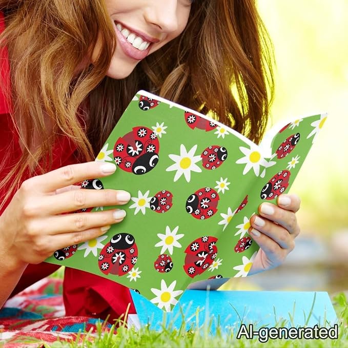 Dreaweet Ladybug Book Covers for Book Lovers Book Sleeve Stretchable Book Cover for Hardcover,Green Paperback Book Sox Book Sleeves 9" X 11" School Book Protector Pouch