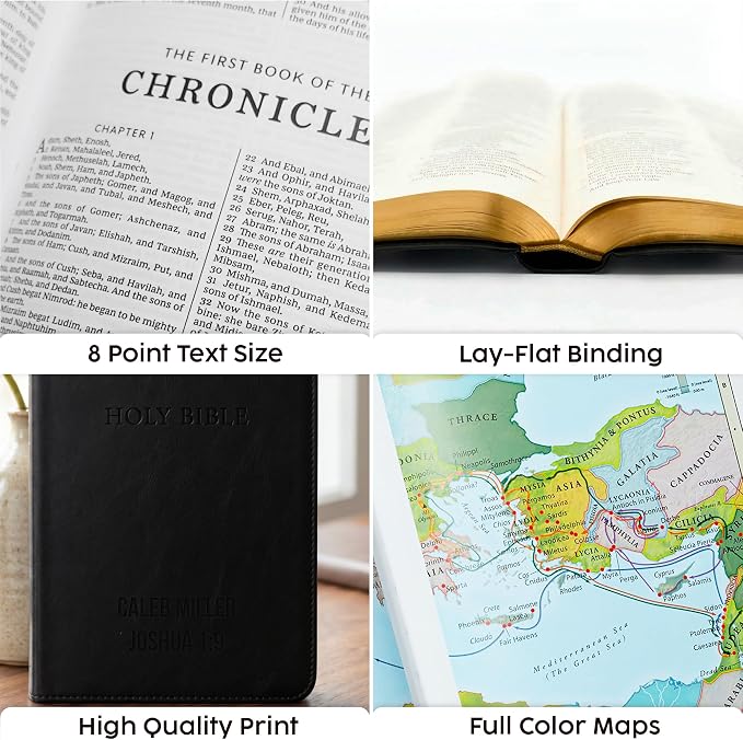 Printualist Personalized KJV Deluxe Holy Bible with Name Engraved, Red Letter King James Version, Faux Leather Black Cover, Custom Gift Bible for Christian Celebrations