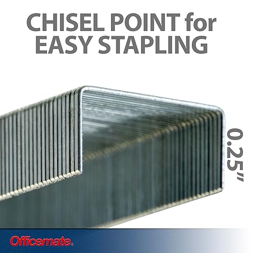 Officemate Standard Staples, 1/4″ Full-Strip General Purpose Staples, Fits Standard Desktop and Office Staplers, 20-Sheet Capacity, 10 Boxes (Pack of 10)
