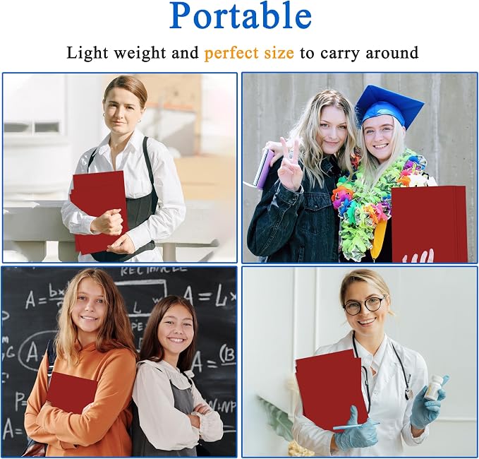 Zzrywuty 50 Packs Paper Red Folders with Pockets for Students,Businessmen and Office Workers,Letter Size,Two Pocket Folders with Card Slot for Office,Business,School Supplies