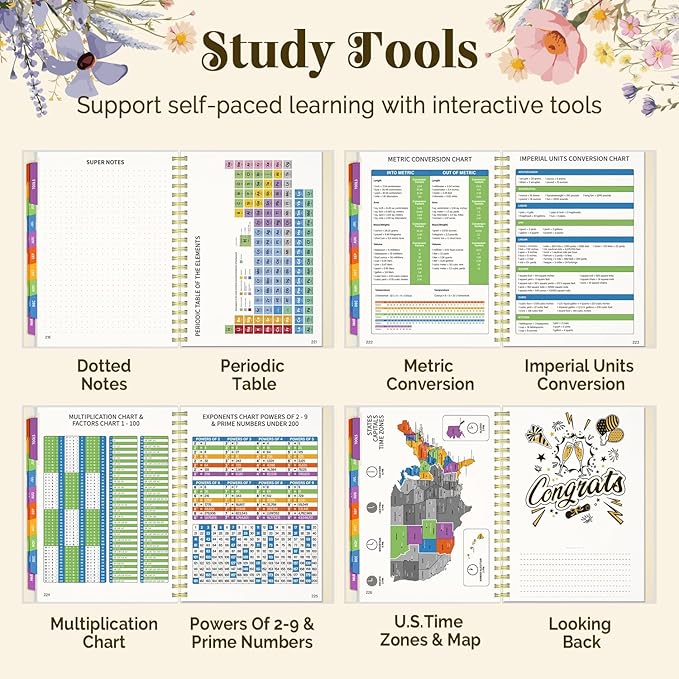 8.5 x11 Academic Planner 2025-2026, June 2025 - Dec 2026 Weekly and Monthly Planner with Colorful Tabs, 19 Months Hardcover College Daily Calendar Organizer for Student Teacher (Floral)