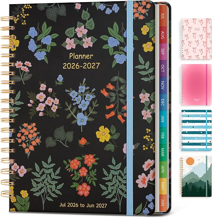 Planner 2026-2027 Monthly and Weekly Academic Planner July 2026 - June 2027, Hardcover Calendar 2026-2027 Agenda Daily Planner for Student Teacher School Office Supplies, 7.4" x 10.2", Vintage Floral
