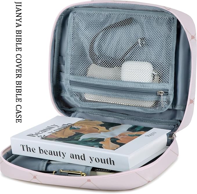 JIANYA Bible Covers for Girls, Large Bible Case Book Carrying Bag, Bible Study Supplies Gift for Women Girls
