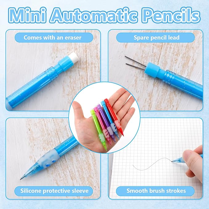 40 PCS Mini Mechanical Pencils Automatic Pencils 0.7mm with Erasers Mini Pencil Stationery Home Office School Supplies for Writing, Drawing, Sketching, Drafting