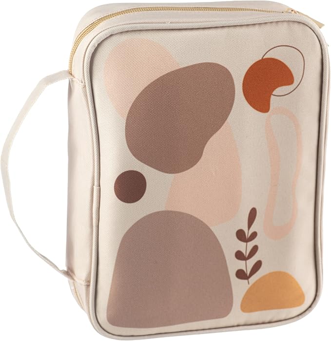 DiverseBee Bible Cover with Handles, Zippered Bible Carrying Case for Women and Girls, Bible Tote Bag for Kids, Book Cover Accessories, Christian Gifts 7.5 x 10 x 2.5in (Vanilla)