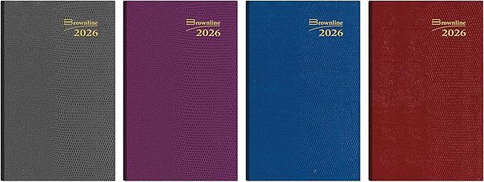 Brownline® 2026 Traditional Daily Pocket Planner, Appointment Book, 12 Months, January to December, Perfect Binding, 4.75" x 3", Assorted Colors (CB301.ASX-26)