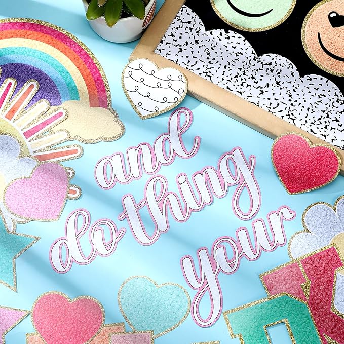 Mooliwe 93 Pcs Composition Notebook Classroom Decor Pastel Be Kind Bulletin Board Set Smile Face Back to School Border Decoration for School Party First Day of Class