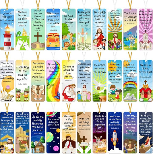 Chinco 120 Pack Christian Bookmarks for Kids Bible Verse Bookmarks with Ribbon Scripture Inspirational Quotes School Gifts Church Supplies for Kids Teens Adult Teachers