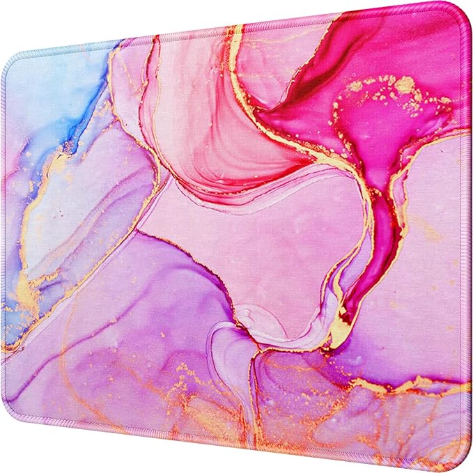 MROCO Essential Office & Gaming Mouse Pad, 8.5 x 11 Inch, Pink Marble | Anti-Fray Stitched Edges, Functional Pattern Design, Non-Slip Rubber Base, Water and Stain Resistance