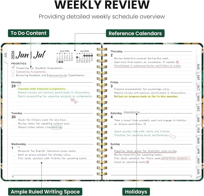 Planner 2026-2027, Monthly and Weekly Academic Planner July 2026 - June 2027, Hardcover Student Teacher Planning Agenda Calendar Book with Tabs, Perfect for Office School Supplies, A5 (6.3" x 8.5") - Butterfly