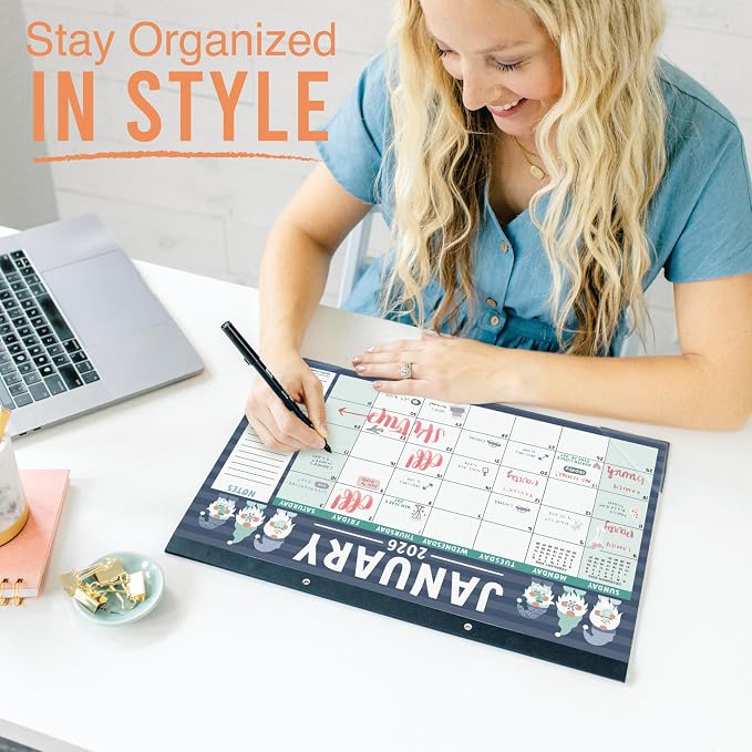 Hadley Designs Large Teacher Desk Calendar 2026-2027 - Desktop Calendar 2026, 18-Month Desk Calendars for Home, Office & Classroom, Cute Classroom Must Haves, Teacher Appreciation Gifts