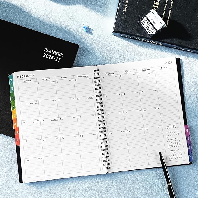 Planner 2026-2027 - Academic Planner 2026-2027 Weekly and Monthly from Jul. 2026 - Jun. 2027, 8" x 10", Wirebound, 12 Monthly Tabs, Flexible PP Cover, Suitable for School & Office, Enterprise