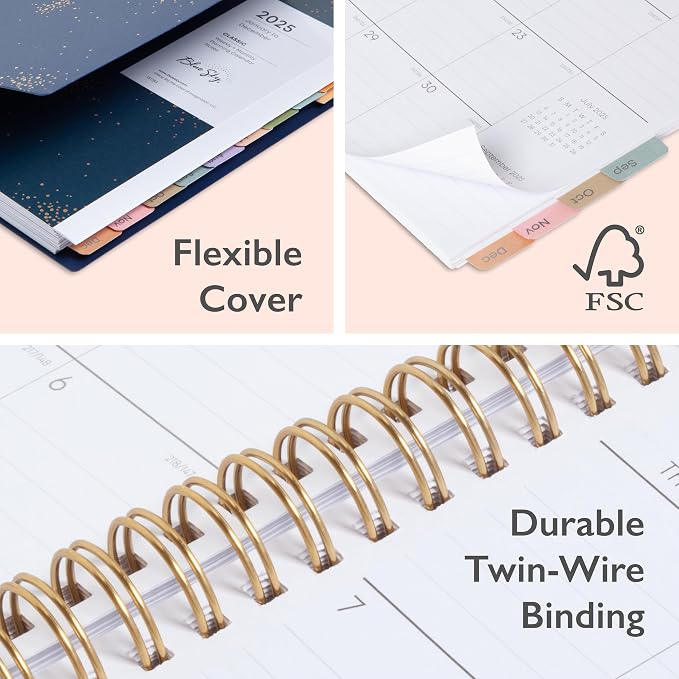 Blue Sky Planning Calendar Notes, Monroe Dark, Weekly/Monthly Layout, Safety Wirebound (Starlight- 2025, 5.875" x 8.625")