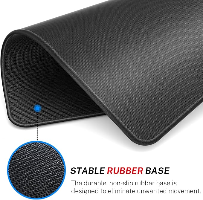 MROCO Essential Gaming Mouse Pad, 40% Expanded Size, 12.6 x 10.8 in, Black | Extended Size, Anti-Fray Stitched Edges, Premium Textured Surface, Non-Slip Rubber Base, Water & Stain Resistant Protection