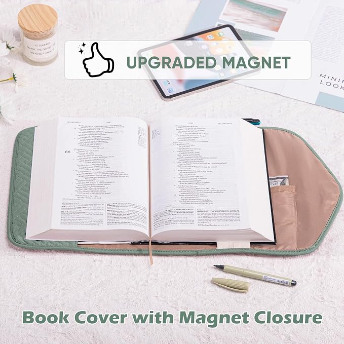 APLUFINE Reusable Book Cover with Magnet Closure - Adjustable Book Sleeve for Book Lovers Gift - Book Protector for Paperback -Book Covers for Hardcover - Book Pouch - Book Carrier
