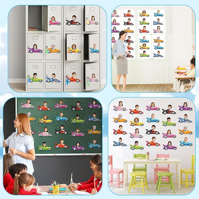 160Pcs Racing Car Cutouts Race Car Bulletin Board Decorations Auto Paper Cut-Outs Classroom Decor for Boy Girl DIY Craft Photo Wall Kindergarten Preschool Back to School Party Favor Supplies
