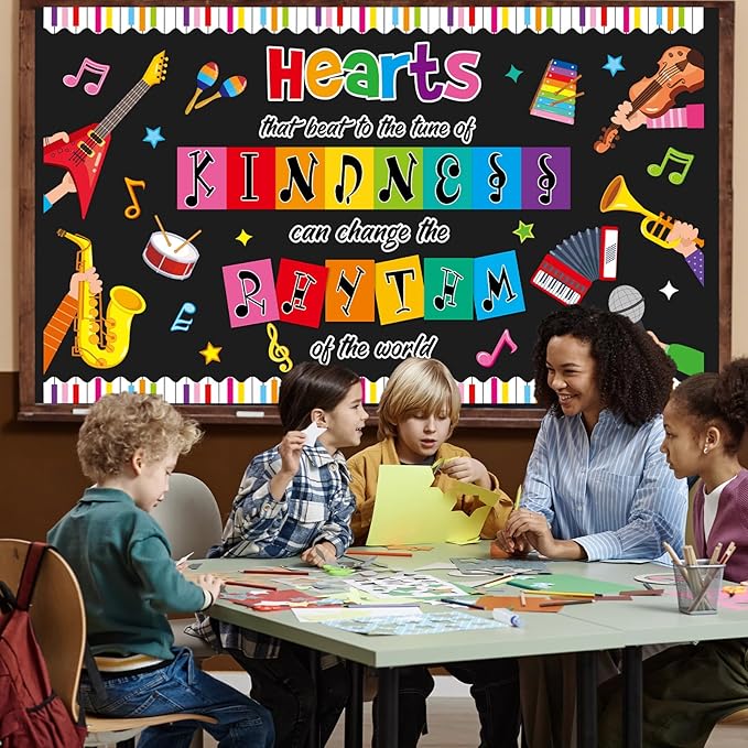 gisgfim Music Bulletin Board Decorations Set Back to School Classroom Musical Instruments Paper Cutouts Colorful Music Note Bulletin Board Decor for Kids Teacher Nursery Preschool Door Chalkboard Wall