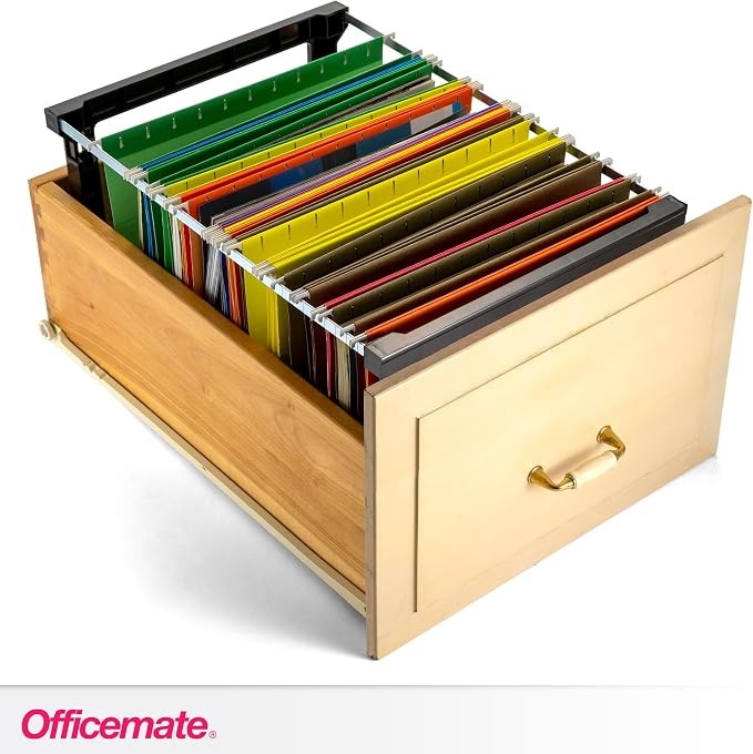 Officemate Plastic Hanging File Folder Frame, 18 Inch, Letter and Legal Size. 1 Set (91961), Black and Gray
