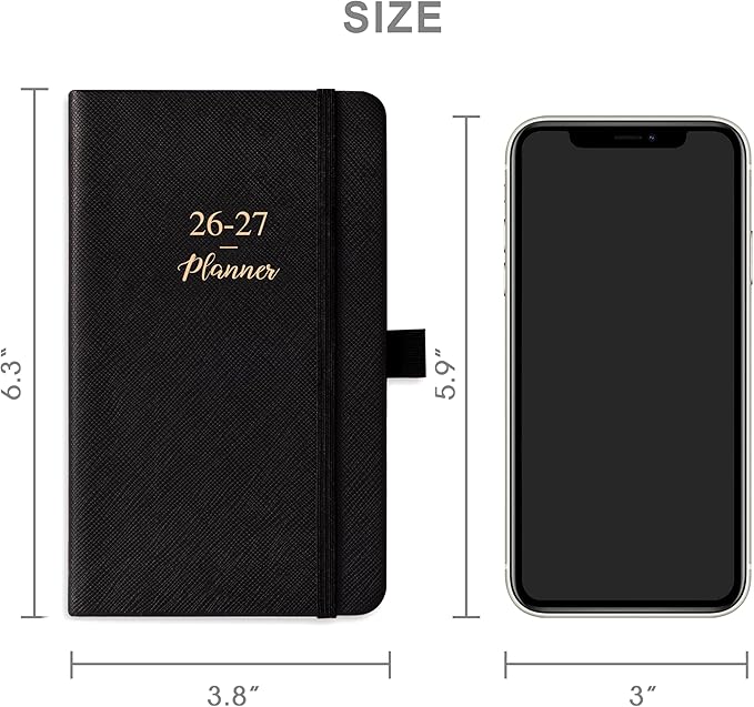 Pocket Planner 2026-2027, Jul 2026 - Jun 2027, Academic Planner 2026-2027, Weekly & Monthly Calendar, 6.3''×3.8'', Pen Loop, Back Pocket, Elastic Closure, Note Pages