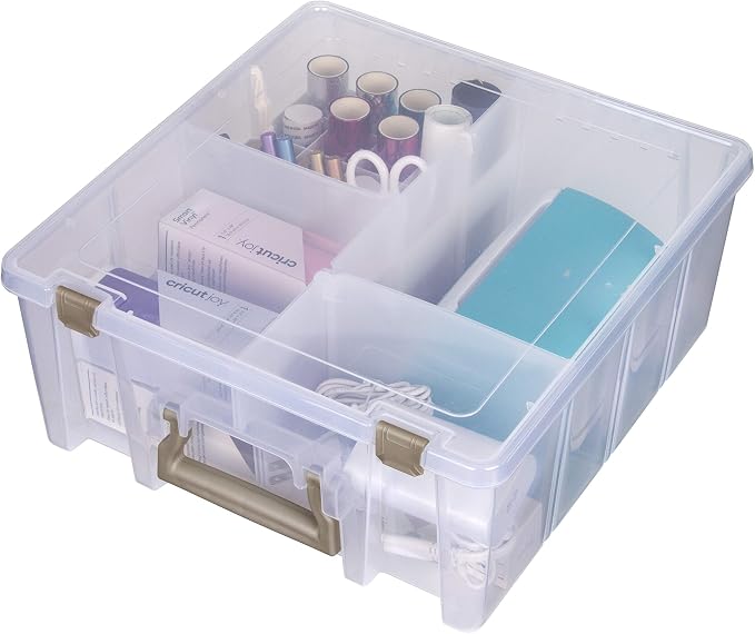 ArtBin 6993SP Super Satchel Double Deep with Papercrafting Accessory Tray, Clear, 1 Satchel & 1 Tray