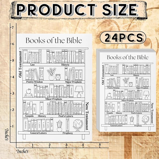 Kosiz 24 Pcs Books of The Bible Stickers Emergency Numbers Sticker Christian Bible Reading Tracker Book Shelf for Women Men Journaling Scripture Study(Classic Style)