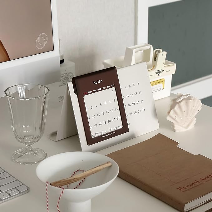 ALUA - Perpetual Calendar Premium Desk Calendar Reusable Yearly Planner Eco-Friendly and Timeless Design (Sand Cream)