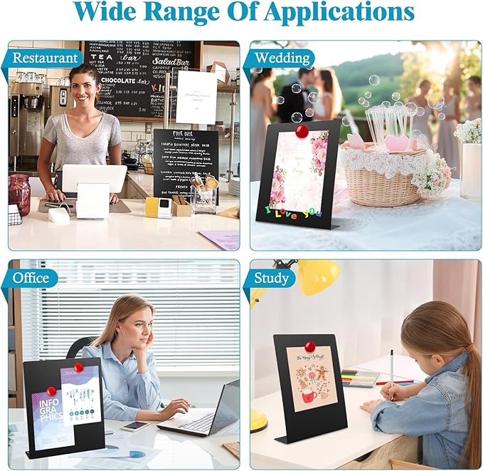 6 Pack Magnetic Board(12.6 x 11 Inch) - Standing Metal Magnetic Bulletin Board for Home,Kitchen,Office for Decor Desk & Wall for Memos, Photos & Documents