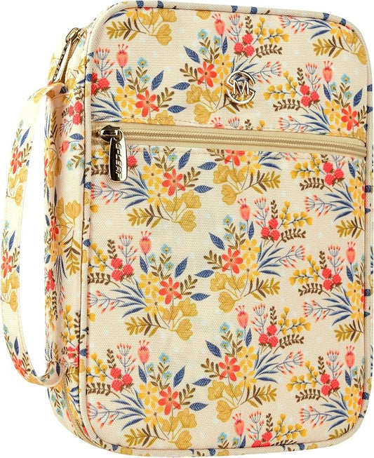 G-LEAF Bible Cover Case/Book Cover, Bible Case for Women Girls, Bible Cover Bags Floral Pattern With Handle Fits for Standard Size Bible, 9.5x6.7x2.5 In