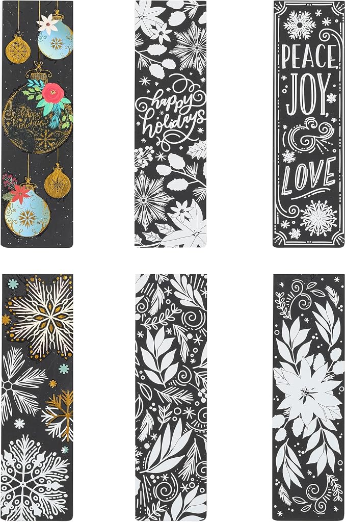 Brea Reese Scratch Art Bookmarks Kit - Snowflakes, 10 Holiday Designs, Dual-Tip Stylus, Metallic Winter DIY Toy Craft Set, Handmade Gift Idea for Adults