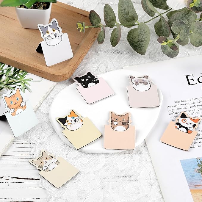Cute Cat Magnetic Bookmarks - 8 PCs Book Marks for Reading Women Funny Magnet Page Clips for Kids Teachers Students Book Cat Lovers Bookish Readers Birthday Gifts School Office Accessories